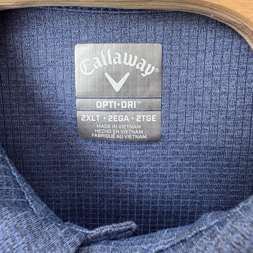 Callaway Golf Polo Shirt Men's Size 2XLT Tall Blue Short Sleeve Opti-Dri - Picture 4 of 4